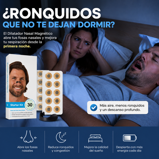 ¡Hasta 60 Noches de Descanso! AirFlow™ – Dilatador Nasal Magnético para Respirar Mejor Mientras Duermes