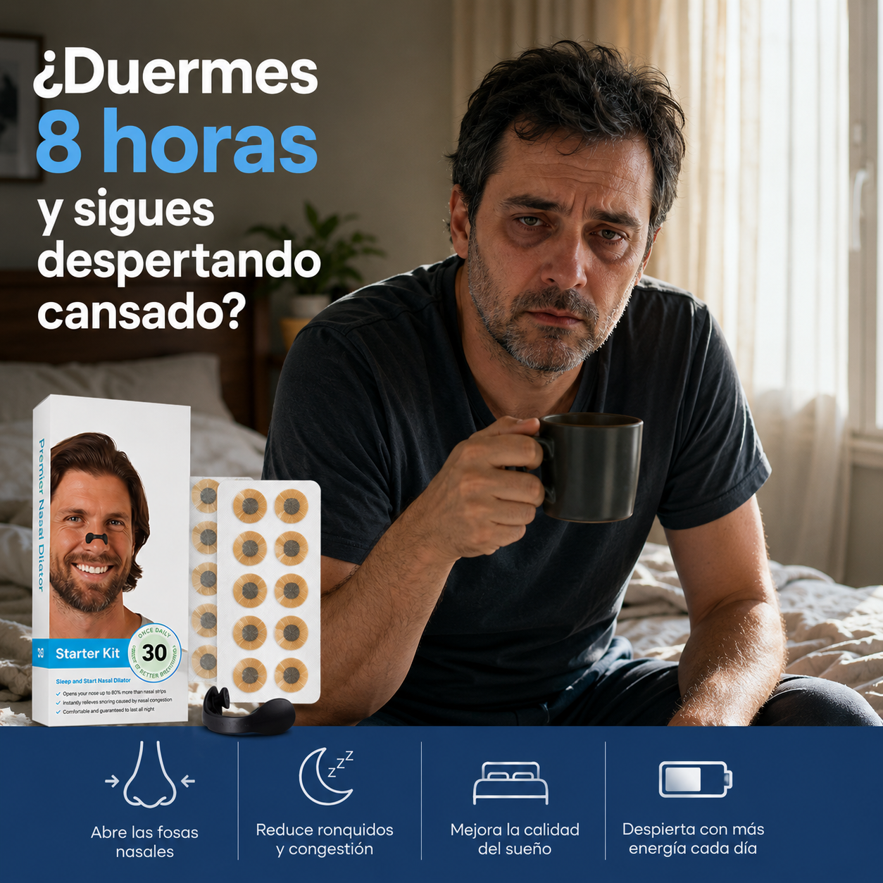 ¡Hasta 60 Noches de Descanso! AirFlow™ – Dilatador Nasal Magnético para Respirar Mejor Mientras Duermes