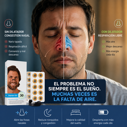 ¡Hasta 60 Noches de Descanso! AirFlow™ – Dilatador Nasal Magnético para Respirar Mejor Mientras Duermes