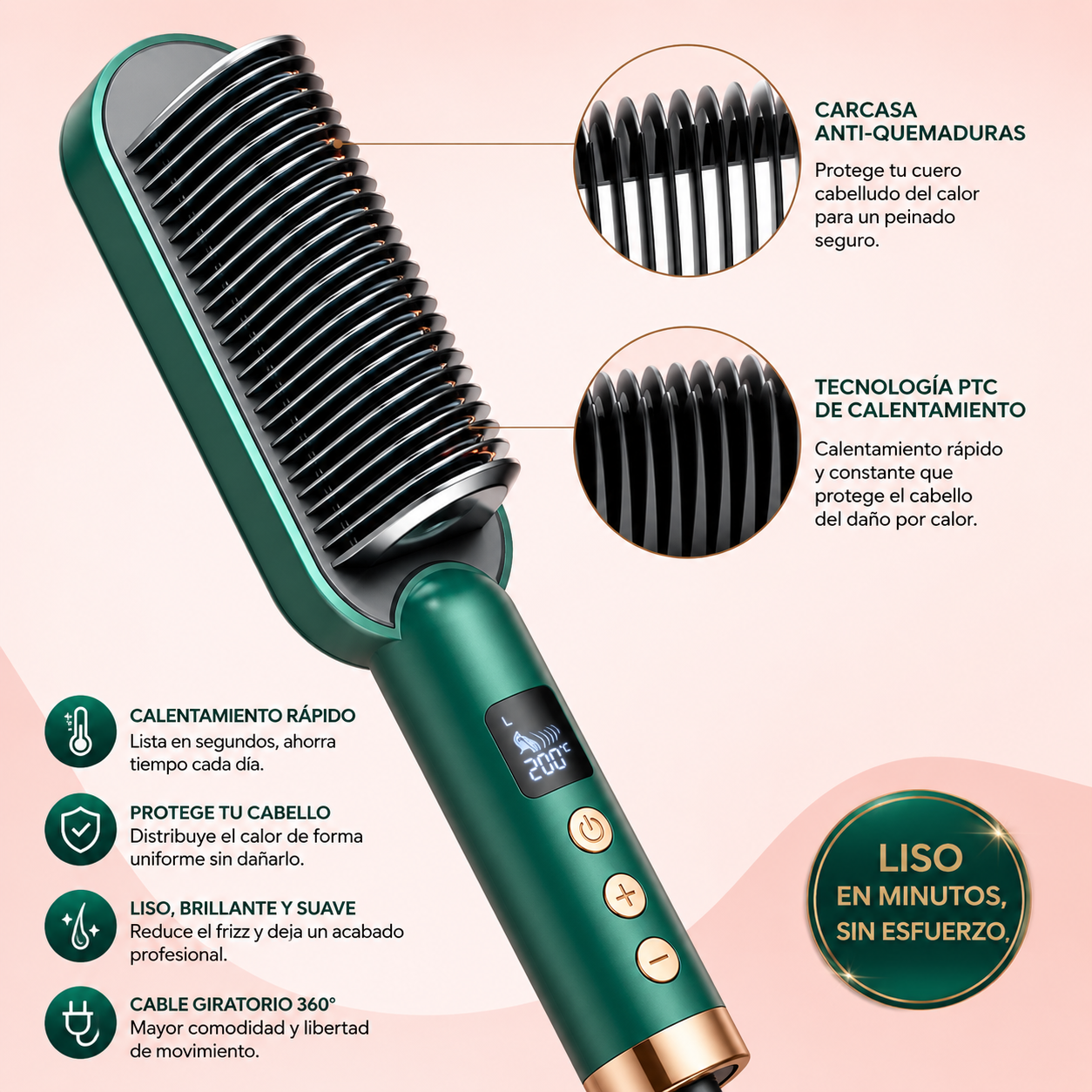 Lumia Hair™ ✓ -  Cepillo Alisador Premium | Resultados de salón desde casa