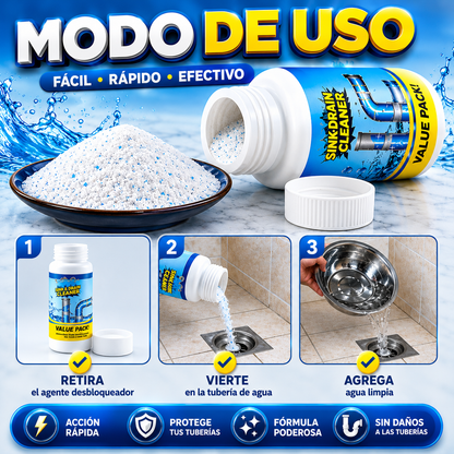 3x1 ¡Mega Promo! Súper Destapador de Cañerías Turbo Drain™- Destapa absolutamente TODO.