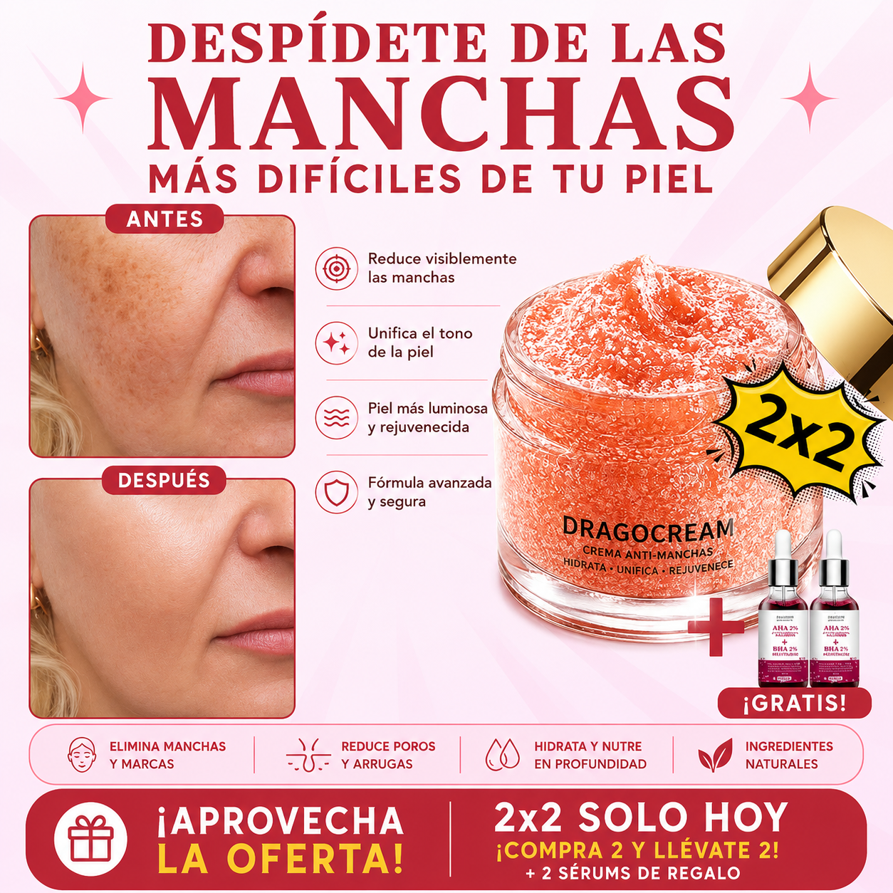 DragoCream con Retinol | La misma piel, 10 años más joven | Promoción 2x2 solo por hoy