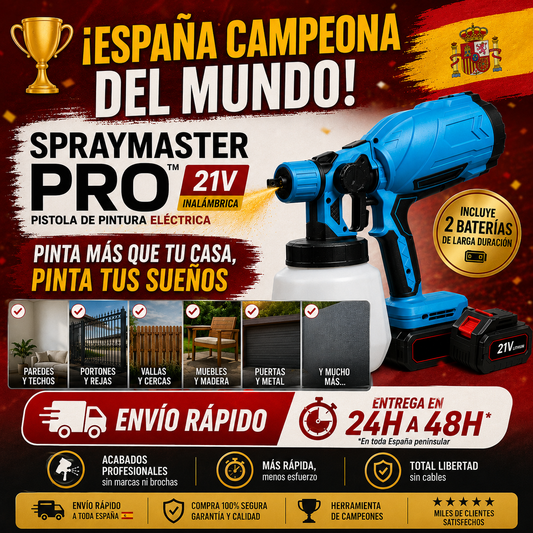 SprayMaster PRO™ — Pistola de Pintura Eléctrica Inalámbrica 21V | 2 Baterías Incluidas