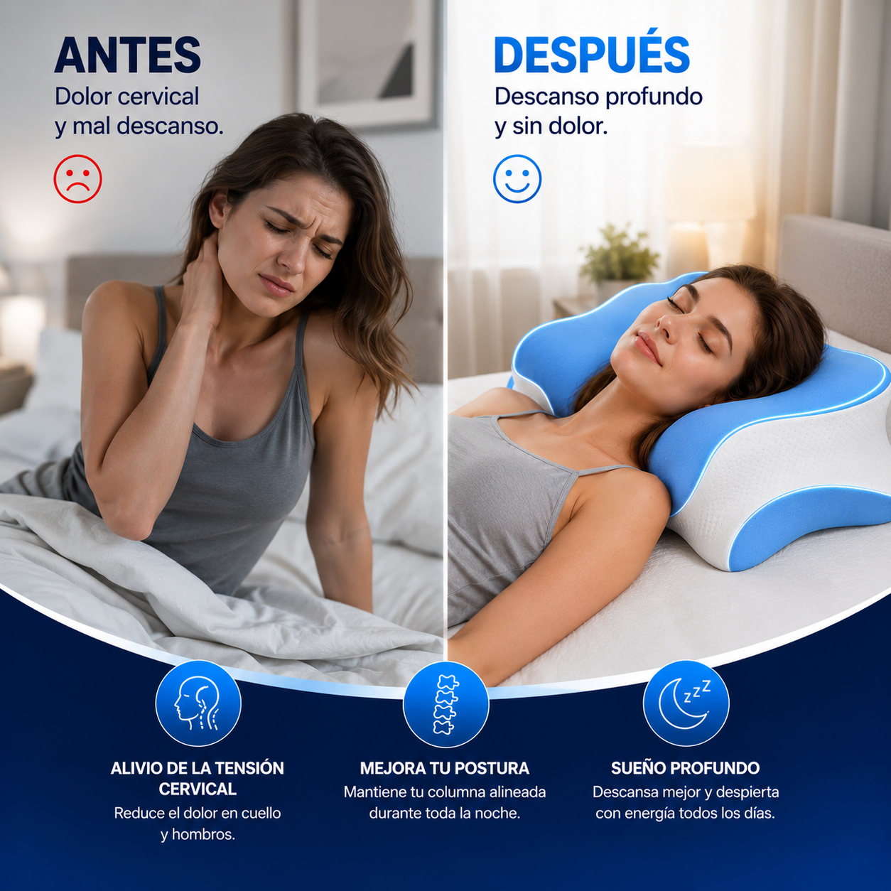 Almohada Cervical Ergonómica Premium - 15% de descuento al comprar 2 unidades