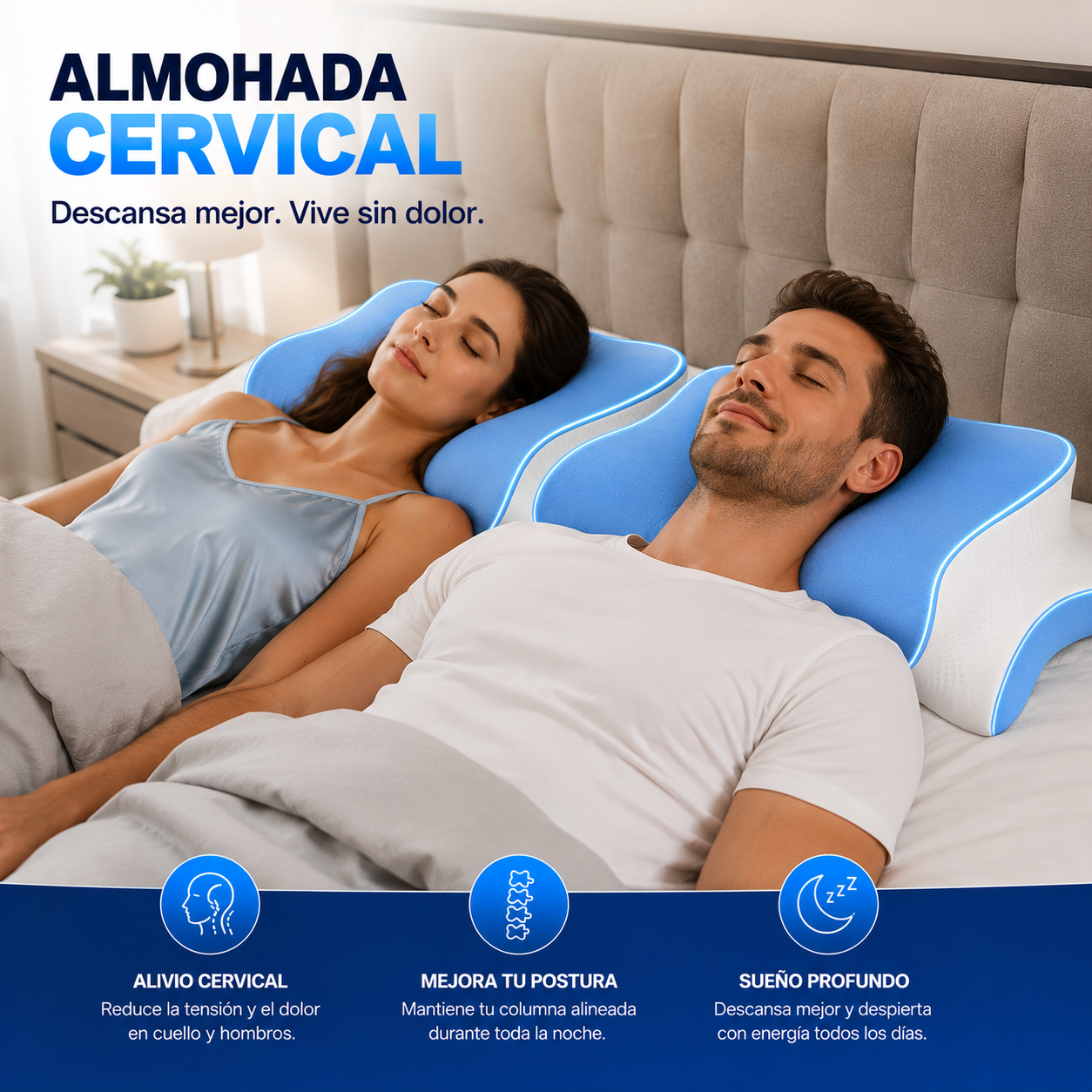 Almohada Cervical Ergonómica Premium - 15% de descuento al comprar 2 unidades
