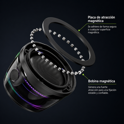 Altavoz Bluetooth 5.3™ Magnético con Luces G200 – Sonido Potente en la Palma de tu Mano