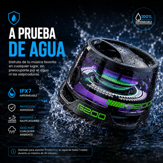 Altavoz Bluetooth 5.3™ Magnético con Luces G200 – Sonido Potente en la Palma de tu Mano
