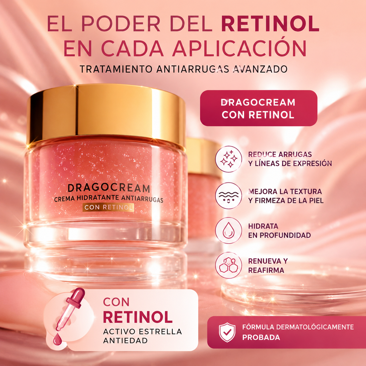 DragoCream con Retinol | La misma piel, 10 años más joven | Promoción 2x2 solo por hoy